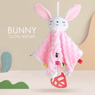 [100257] Towel Soft Soother Teether Cuddly Pals - Rabbit