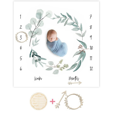 [100356] Newborn Baby Monthly Growth Milestone Blanket Photography - Nature