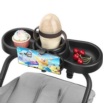 [100707] Universal Clip On Adjustable Stroller Tray (Mobile & Cup Holder)