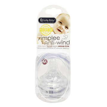 [600238] Simplee Anti-Wind PP Wide Neck Silicone Nipple Medium Flow