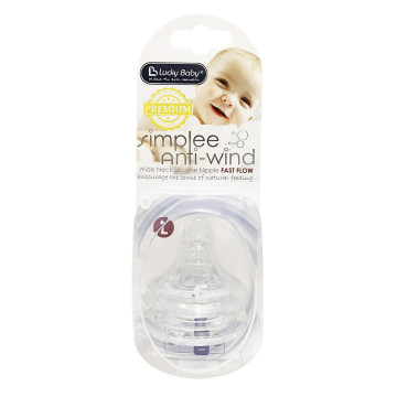 [600245] Simplee Anti-Wind PP Wide Neck Silicone Nipple Fast Flow