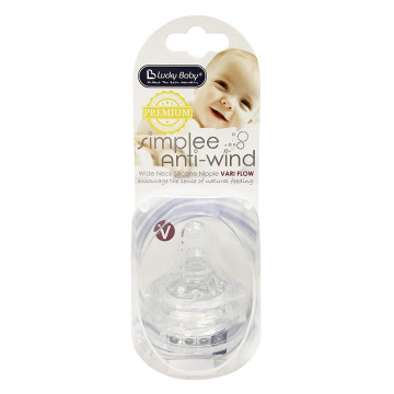 [600252] Simplee Anti-Wind PP Wide Neck Silicone Nipple Variable Flow