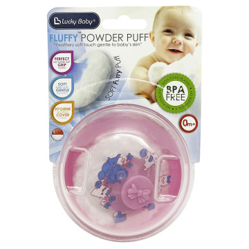 [600597] Fluffy Powder Puff W/Case - Pink