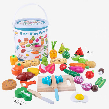 [616055] Montessori Educative Wooden 31pcs Pretend Kitchen Play Magnetic Food Vegetables Fruit for Kids