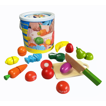 [616079] Montessori Educative Wooden 13pcs Pretend Kitchen Play Velcro Food Vegetables Fruit for Kids