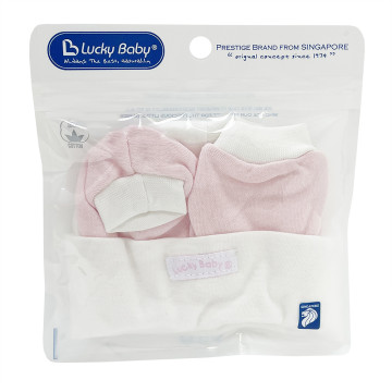 [910030] Preemi Hat + Mitten & Bootees Set - Pink
