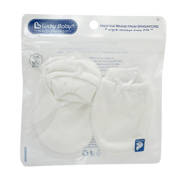 [910108] New Born Mitten & Bootees Set - White Ribbon