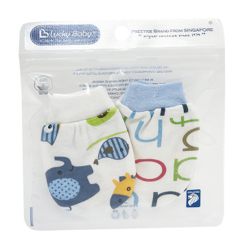 [910153] New Born 2pcs Mitten Set - Safari/ABC